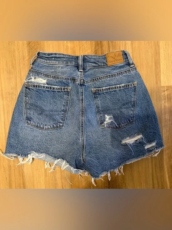 American Eagle Outfitters Distressed High-Rise Jean Shorts - Blue - Picture 5 of 5